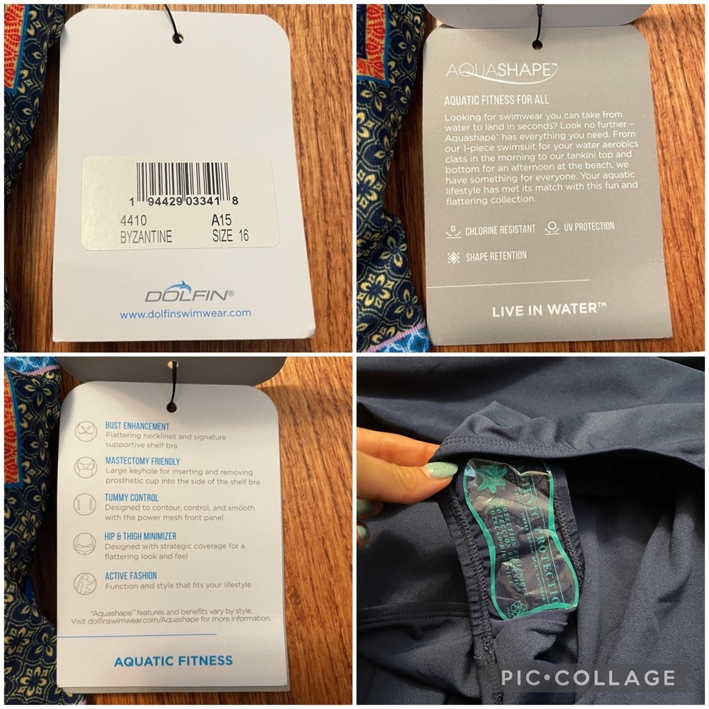 NWT Dolfin Aquashape Color Block Swim Dress size 16 - Picture 13 of 15